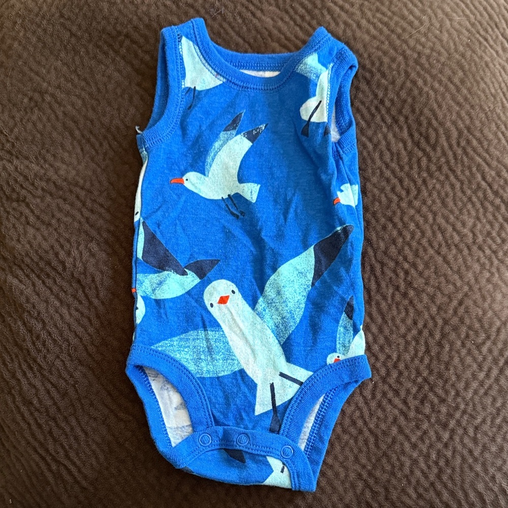 Carter's Bright Blue Seagull Print Sleeveless Bodysuit
